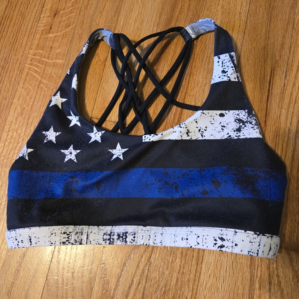 Black and Blue Star Pattern Sports Bra